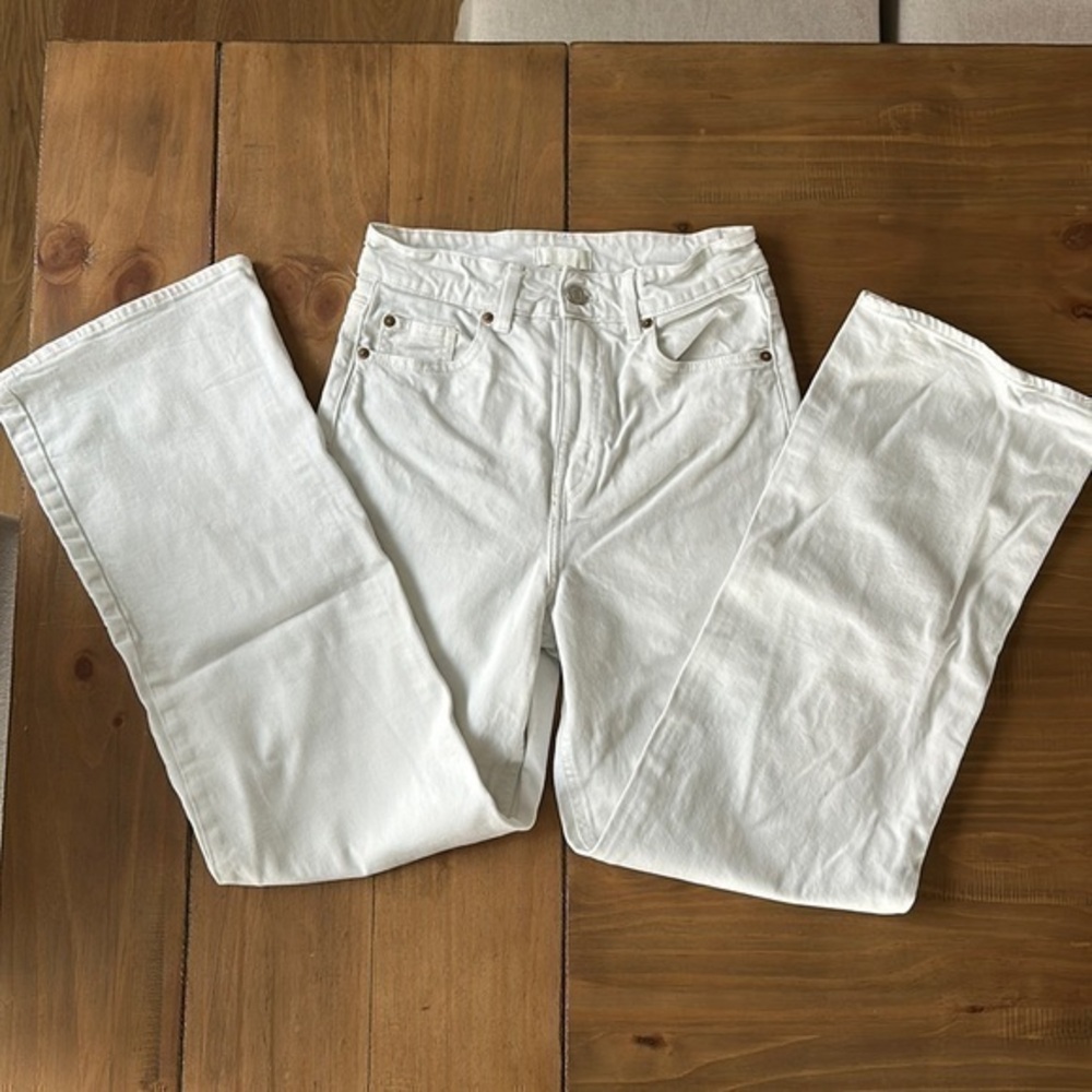 H&M White Wide Leg Jeans